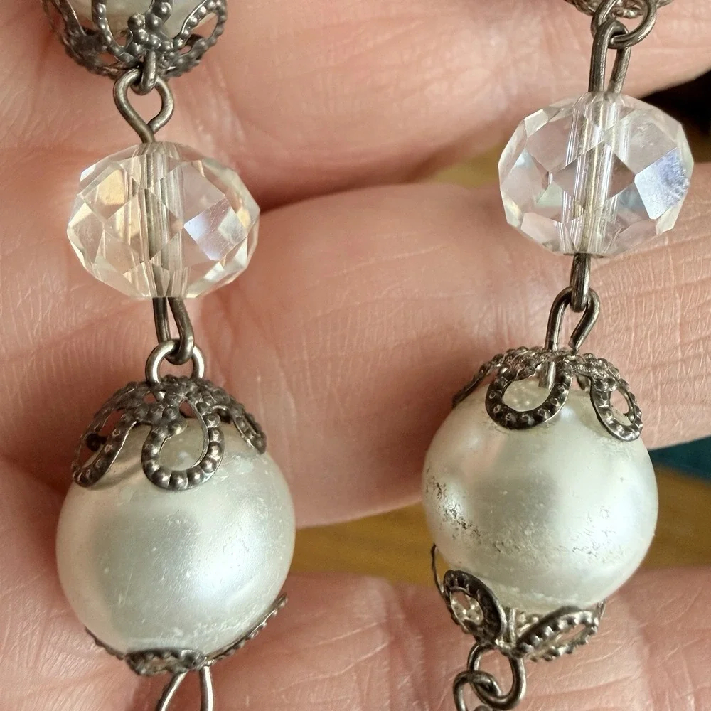 Vintage Italian Single‎ Decade Rosary Chaplet Faux Pearl Beads Crucifix Cuart